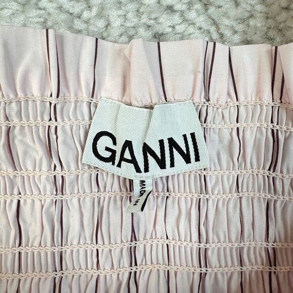 Ganni Shrinking Violet Cotton Smock Top Blouse - Picture 5 of 10